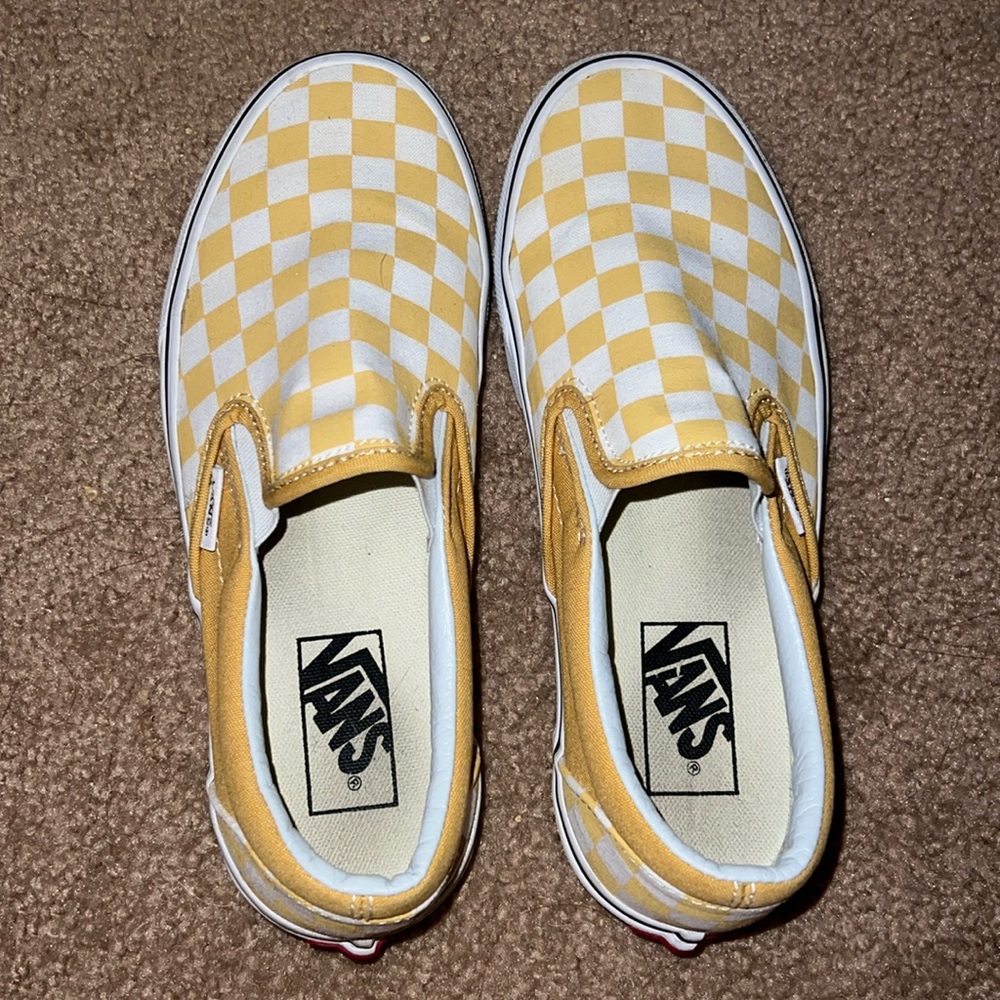 COPY - Yellow checkered slip on vans